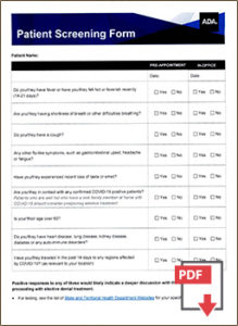  Covid  19 Prescreening ADA  San Diego Cosmetic Dentistry 